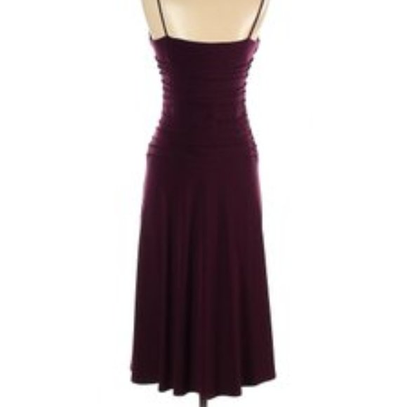 Eliza J fit and flare Ruched Sleeveless Tea Dress Eggplant Purple Sz 4 - Picture 5 of 6